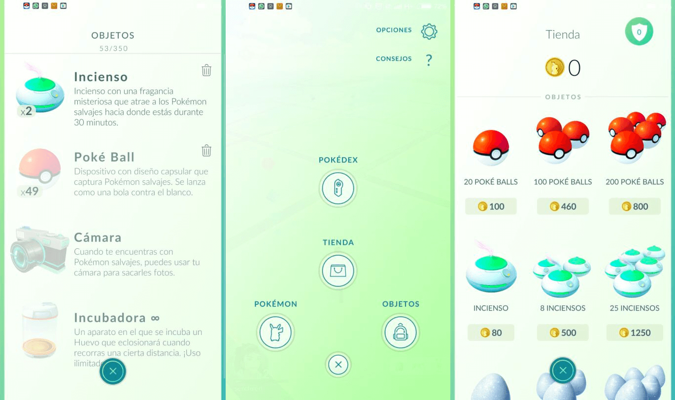 Objetos en Pokémon GO que puedes comprar